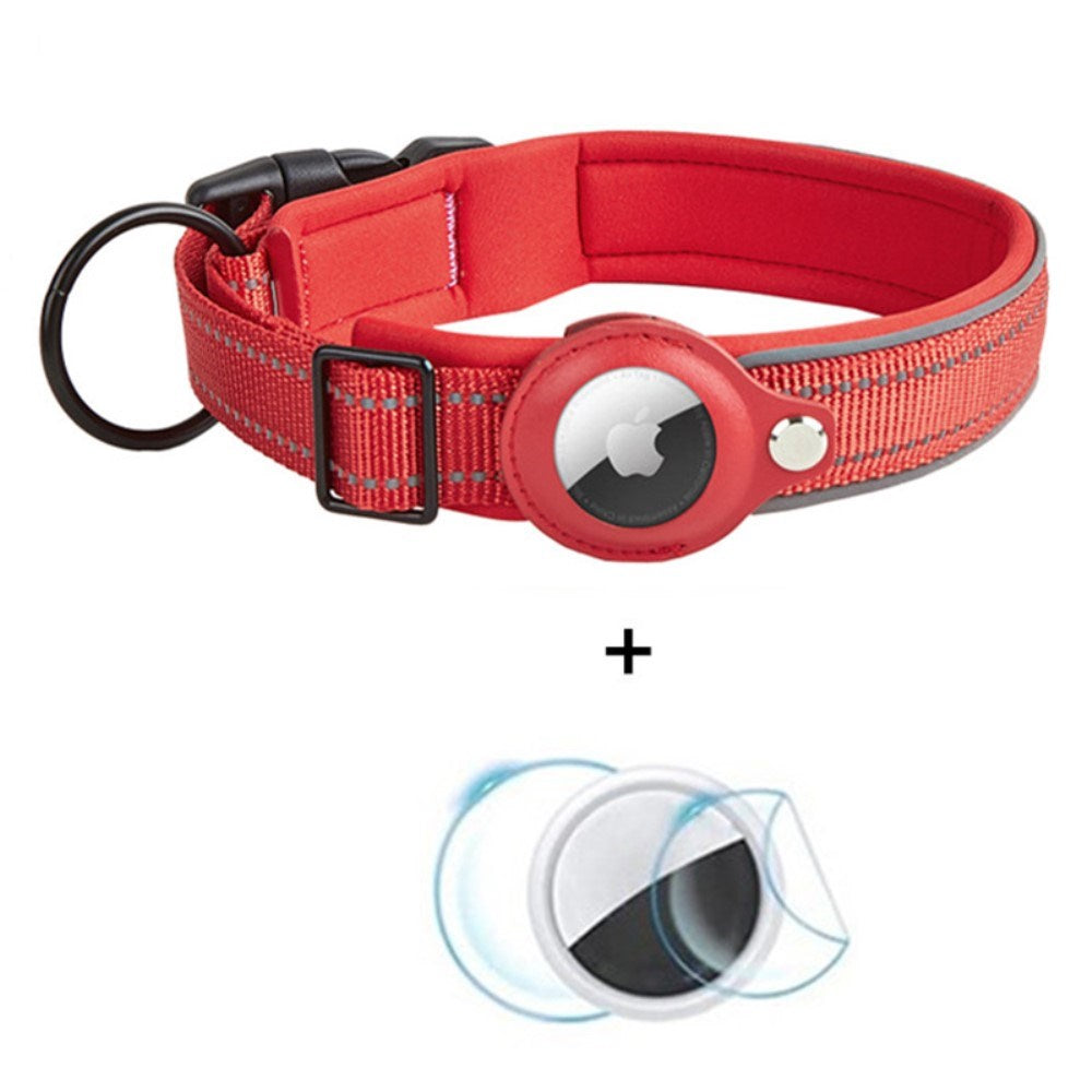 Hundehalsbånd med Holder for AirTag - Størrelse S (30-37 cm) - Rød