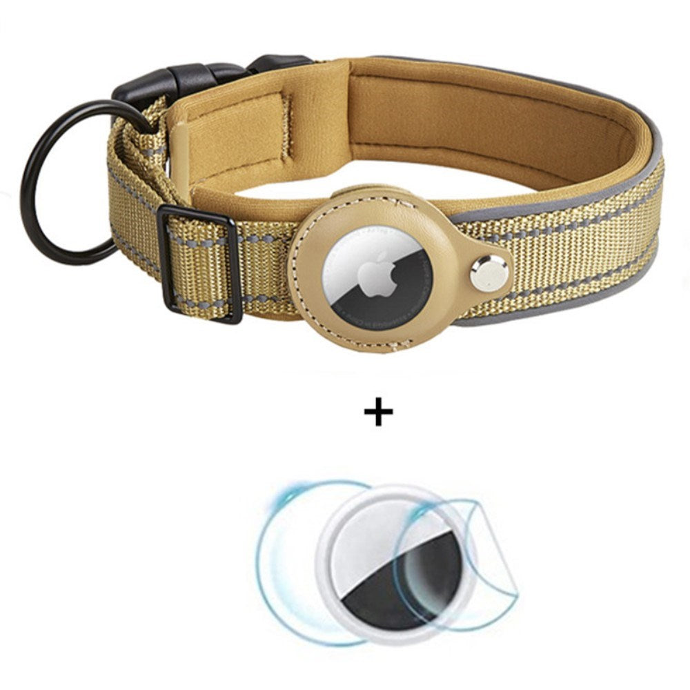 Hundehalsbånd med Holder for AirTag 1. & 2. Gen. - Størrelse L (43-50 cm) - Beige