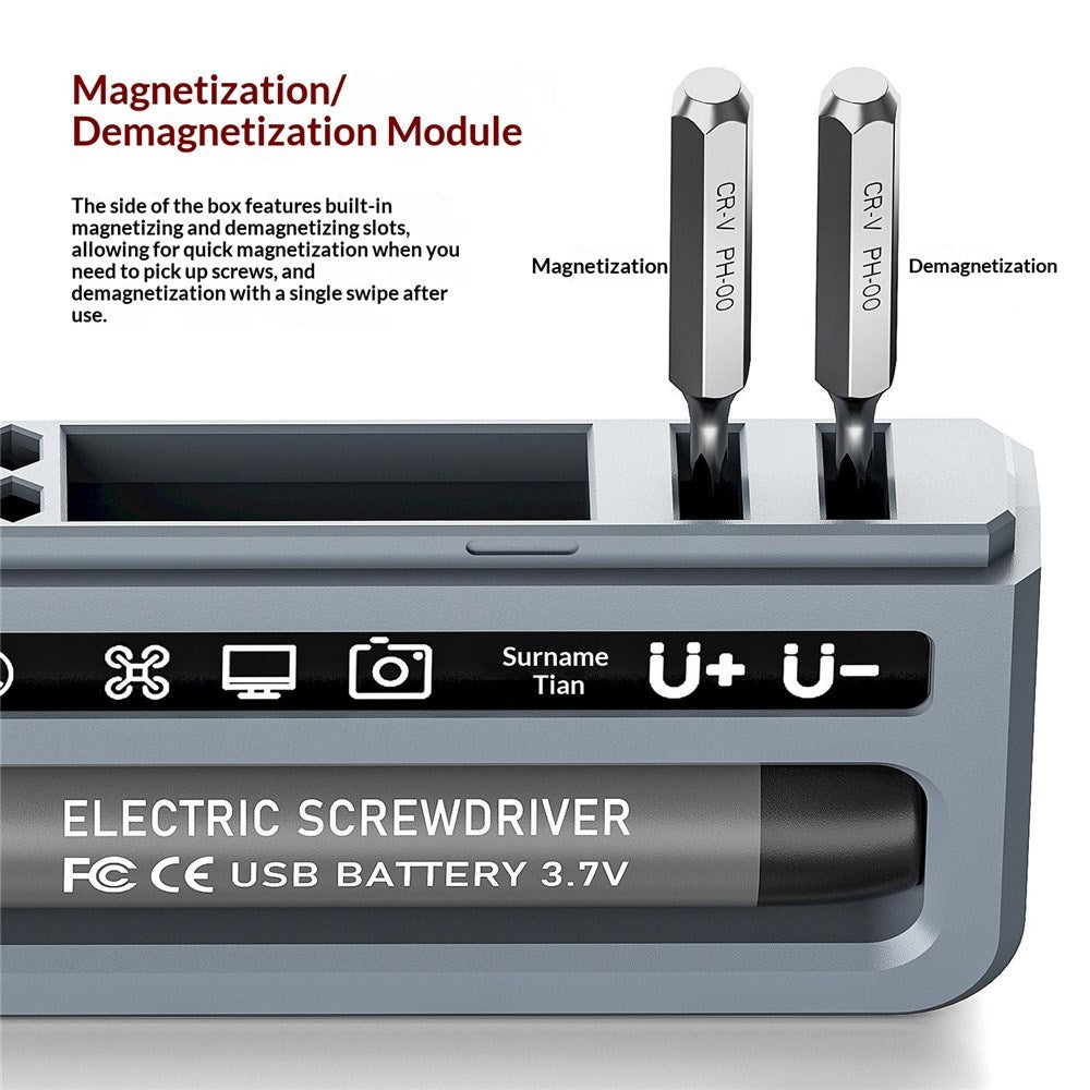 Elektronisk Skrutrekkersett 32-i-1 med USB-C-Lading - Oransje