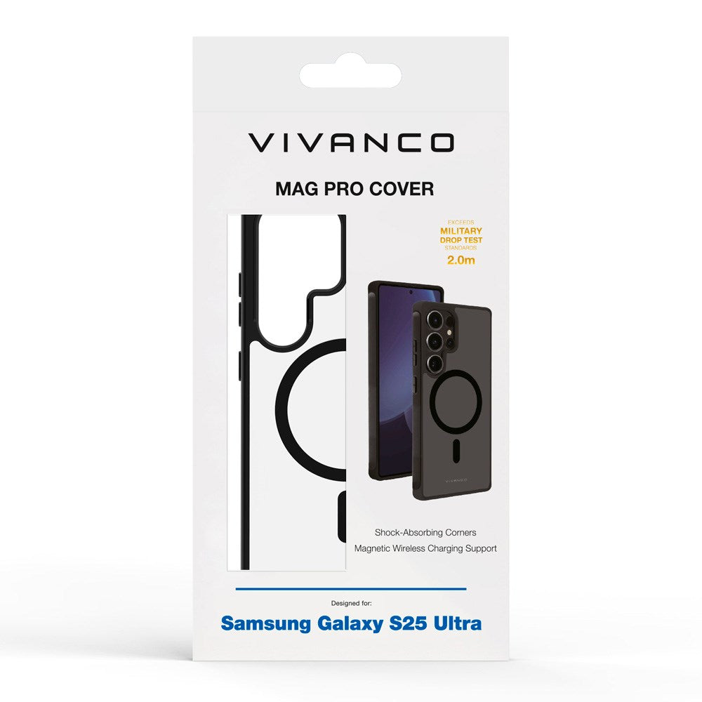 Vivanco Samsung Galaxy S25 Ultra Mag Pro Cover – Gjennomsiktig/Svart