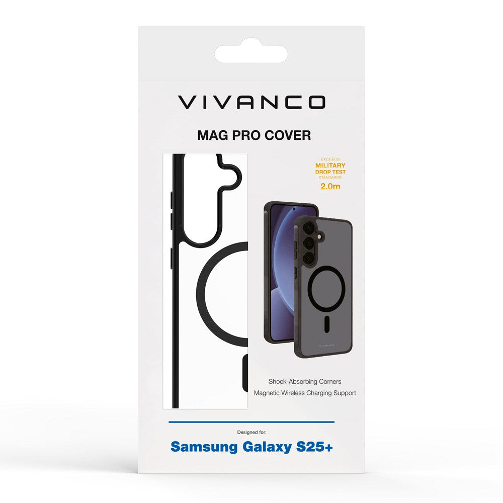 Vivanco Samsung Galaxy S25+ (Plus) Mag Pro Cover – Gjennomsiktig/Svart