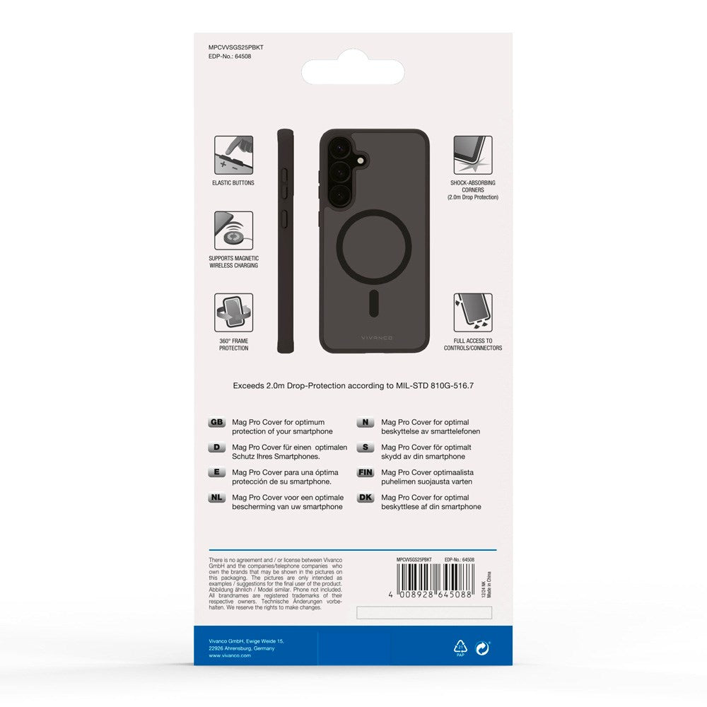 Vivanco Samsung Galaxy S25+ (Plus) Mag Pro Cover – Gjennomsiktig/Svart