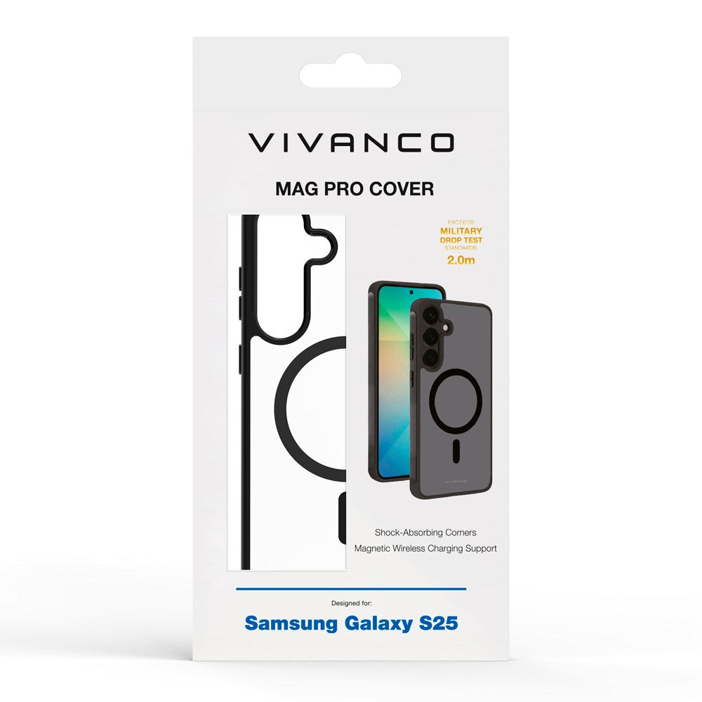 Vivanco Samsung Galaxy S25 Mag Pro Cover – Gjennomsiktig/Svart