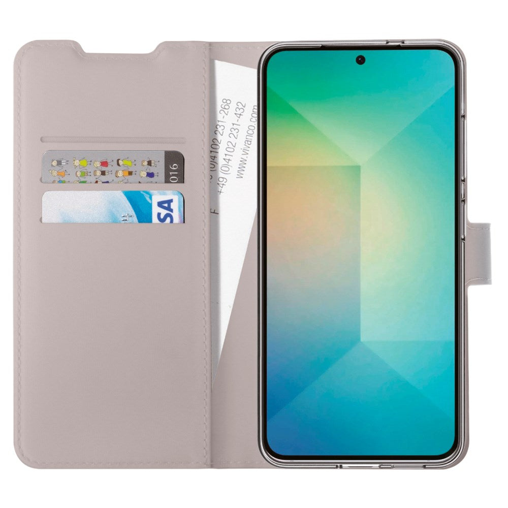 Samsung Galaxy S25 Vivanco Classic Wallet Kunstskinn Flipdeksel med Lommebok - Greige