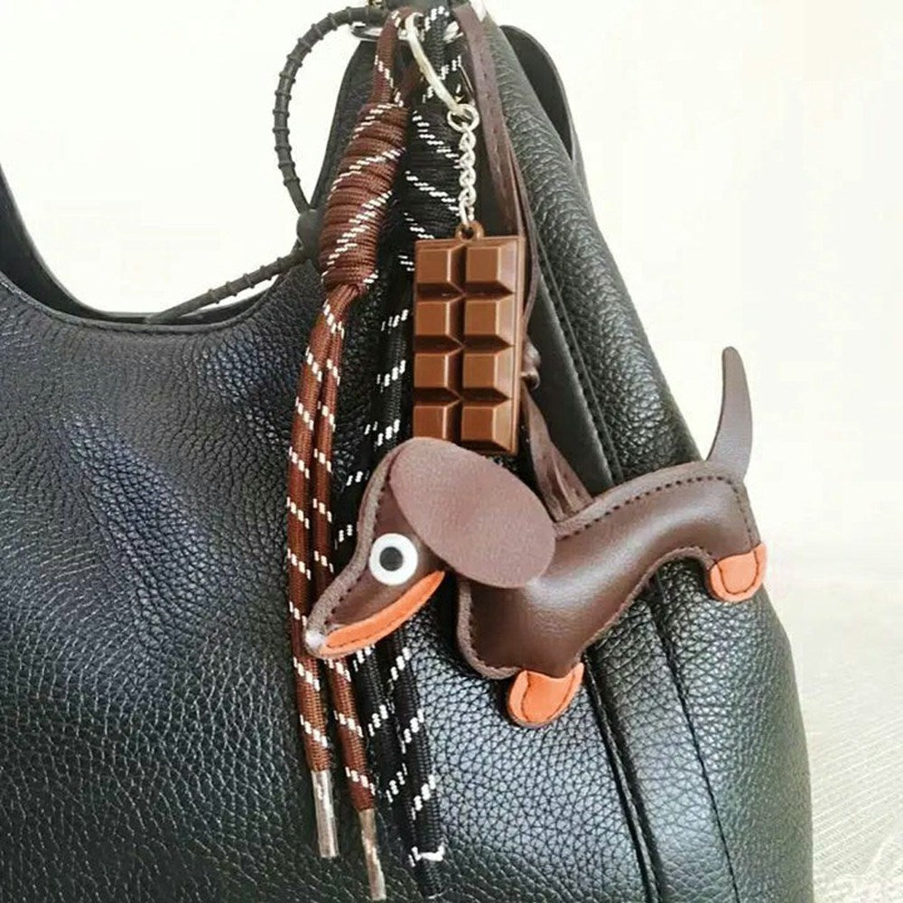 Veskeanheng med Dachshund / Sjokolade - Brun