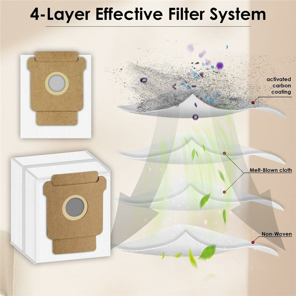 4 stk. Støvsugerposer til iRobot Roomba 105 Combo / 205 Dustcompactor / Plus 405 Combo / Plus 505 Combo Robotstøvsuger – Hvit