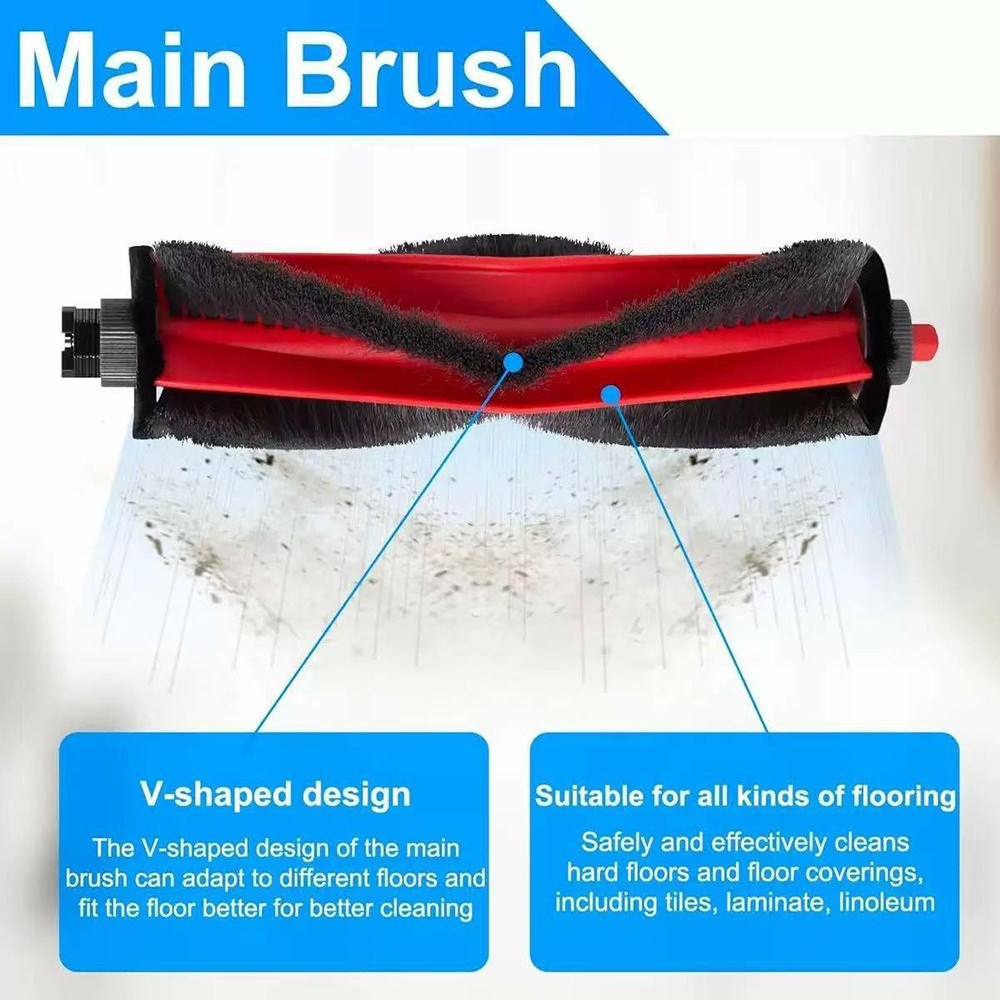 Støvsugerbørste til Roborock Q7 TF / Q7 TF+ Robotstøvsuger – Rød + Svart