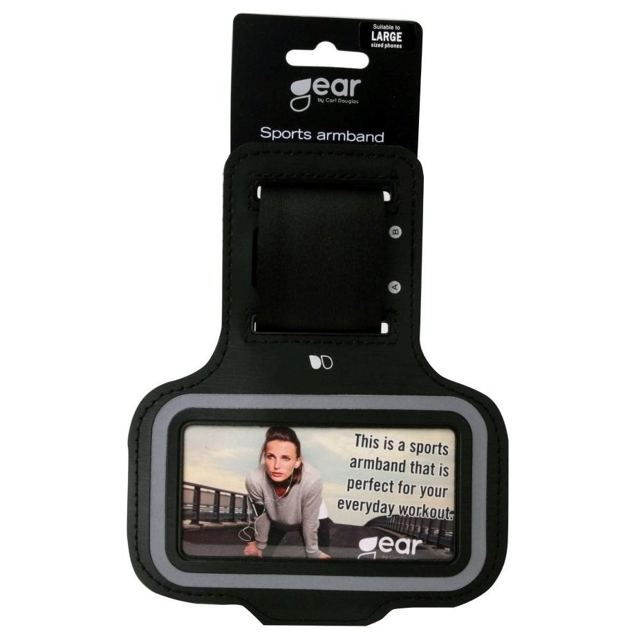 GEAR Universal Løpearmbånd med Justerbar Borrelåsstropp & Reflekterende Kant (Maks. Mobil: 55 x 120 mm) - Svart