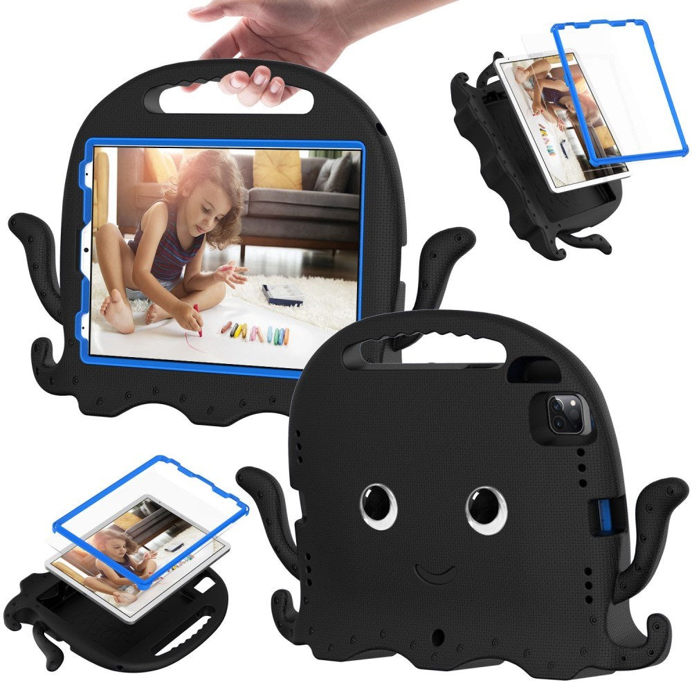 EIDERWOOD iPad Air 11" (2025 / 2024) / Pro 11" (2025 - 2018) Barnedeksel med Skulderstropp & Håndholder - Blekksprut - Svart
