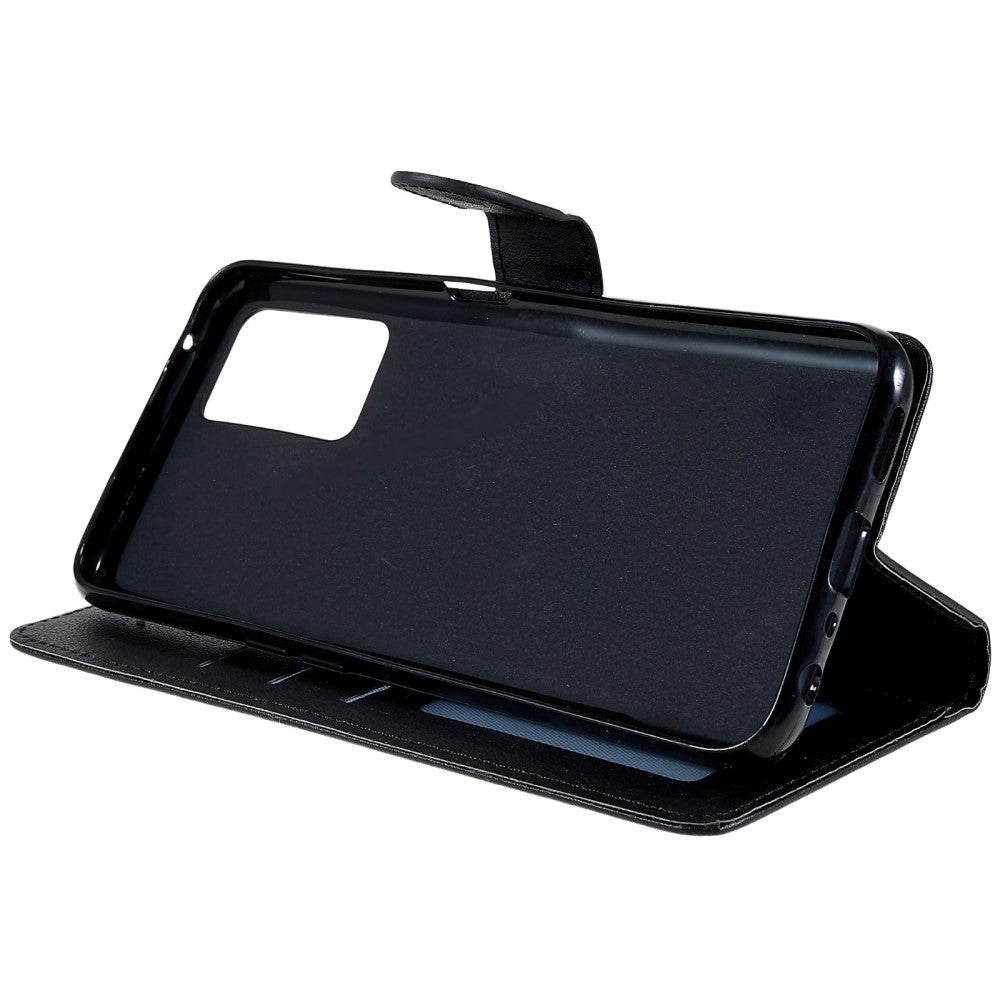 Oppo A76 / Realme 9i Skinndeksel med Lommebok og Stativfunksjon - Svart