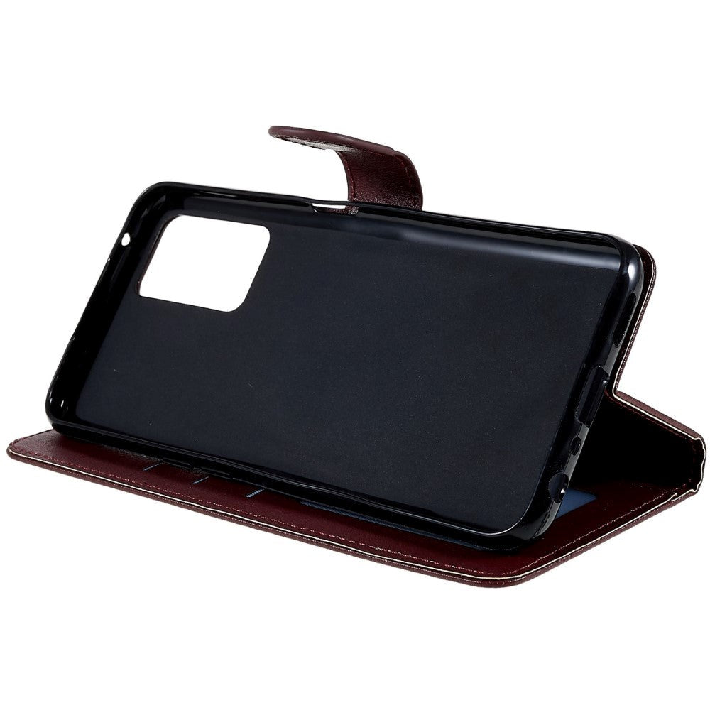 Oppo A76 / Realme 9i Skinndeksel med Lommebok og Stativfunksjon - Vinrød