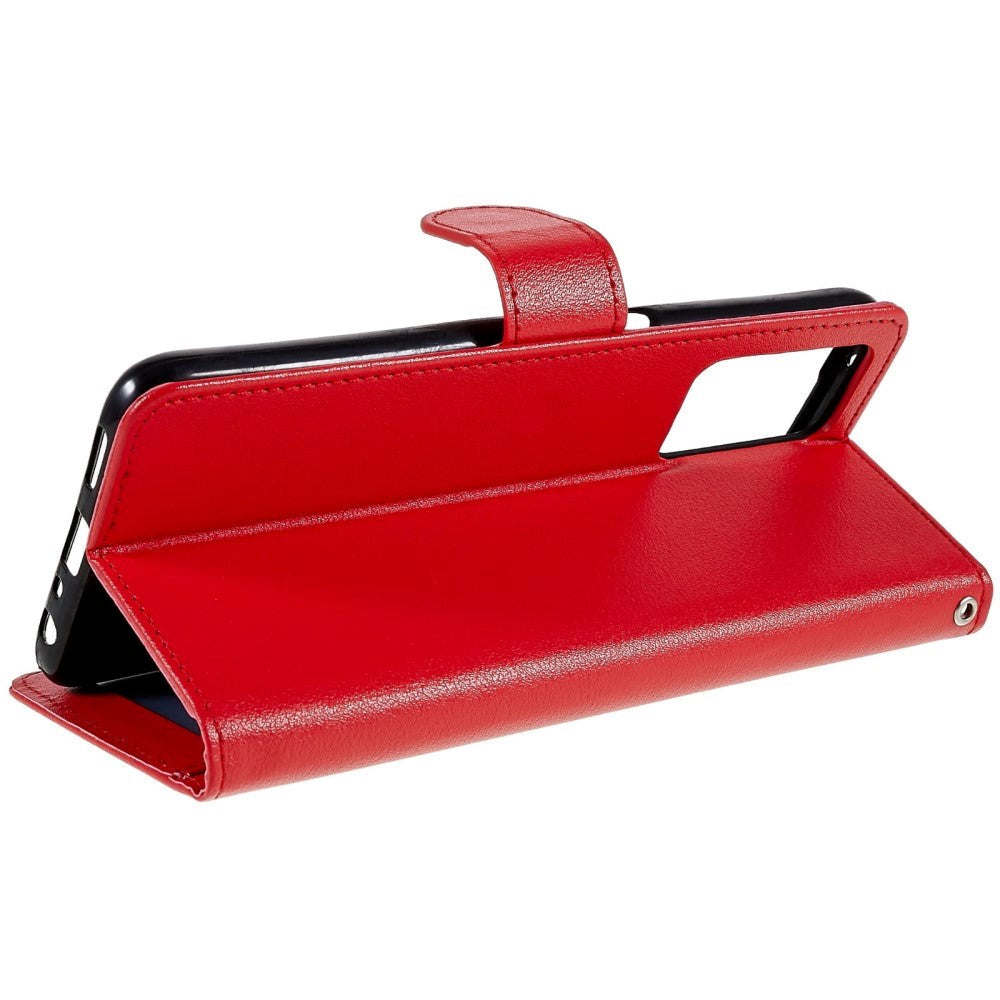 Oppo A76 / Realme 9i Skinndeksel med Lommebok og Stativfunksjon - Rød