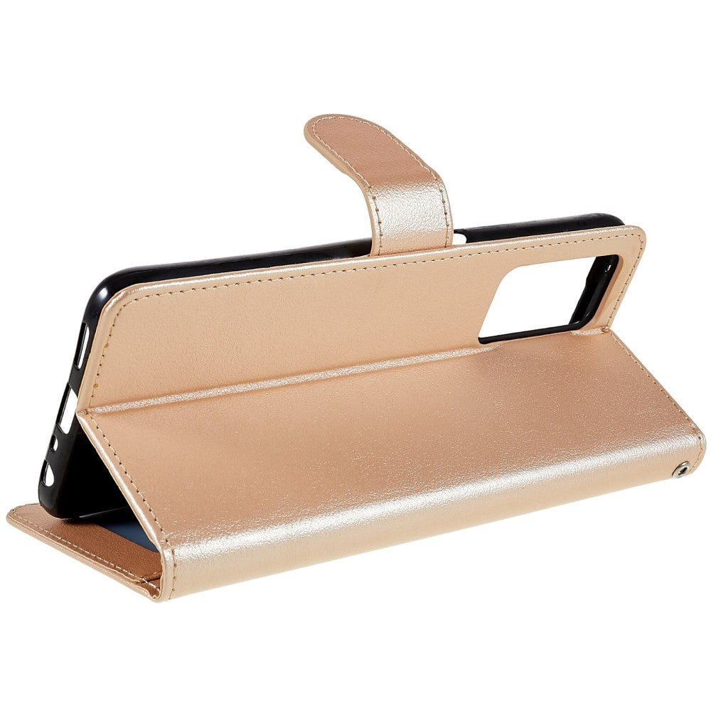 Oppo A76 / Realme 9i Skinndeksel med Lommebok og Stativfunksjon - Gull