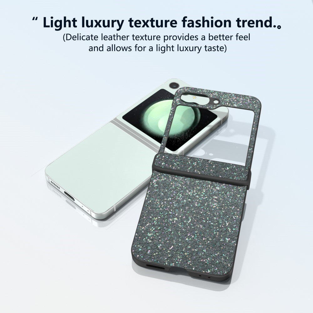 EIDERWOOD Samsung Galaxy Z Flip7 FE / Flip6 Skinnkledd Glitrende Plast Deksel - Svart