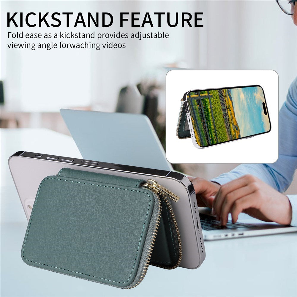 EIDERWOOD Magnetisk Lommebok / Kortholder med Glidelås - MagSafe Kompatibel - Grønn