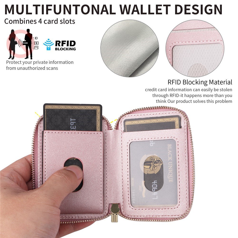 EIDERWOOD Magnetisk Lommebok / Kortholder med Glidelås - MagSafe Kompatibel - Rose Gold
