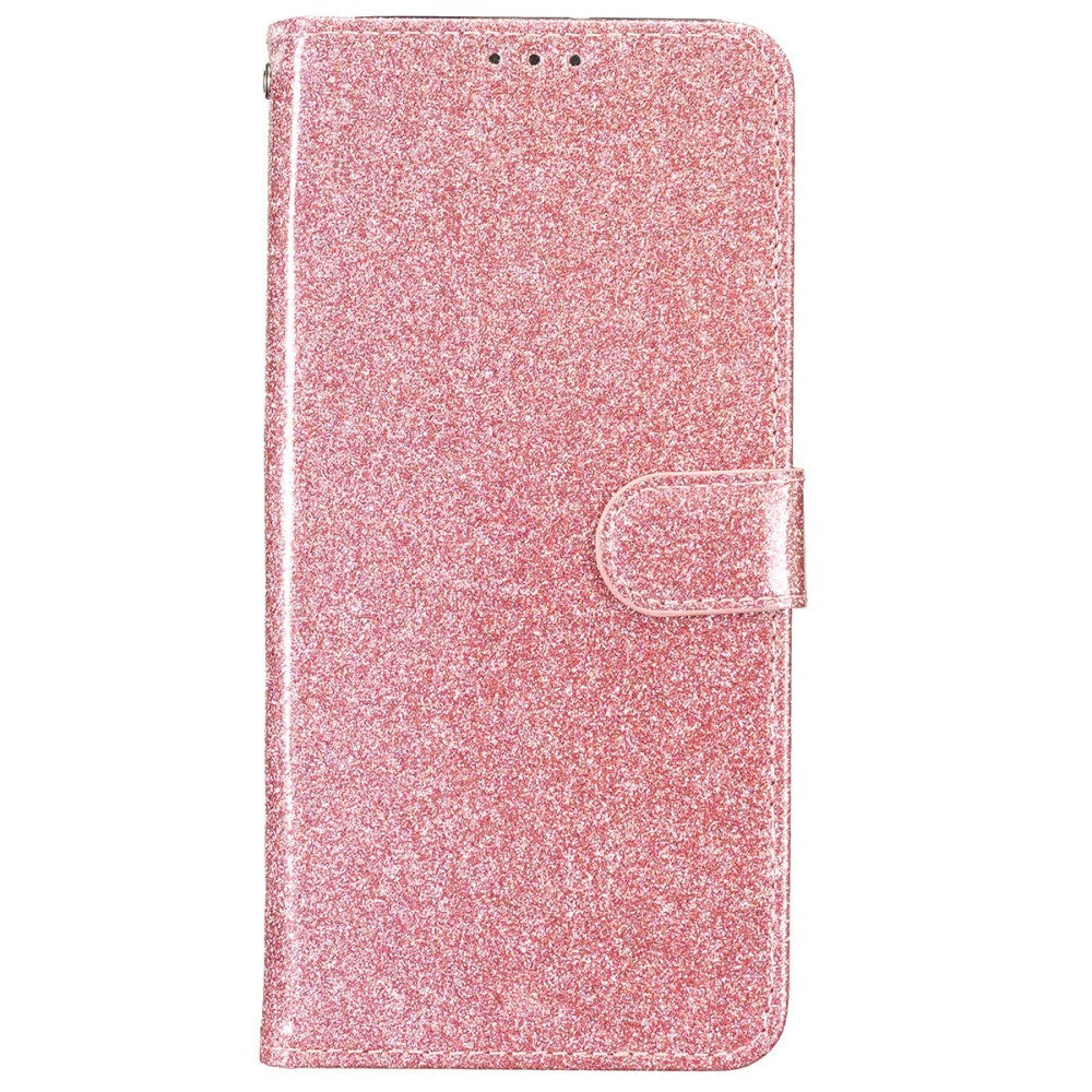 EIDERWOOD iPhone 16 Pro Skinn Flip Deksel med Lommebok og Stropp - Glitter - Rose Gold