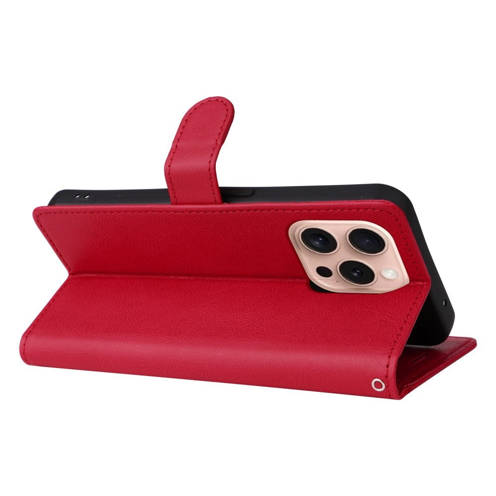 EIDERWOOD iPhone 16 Pro Deksel i Kunstskinn med Lommebok og Stropp - Rød