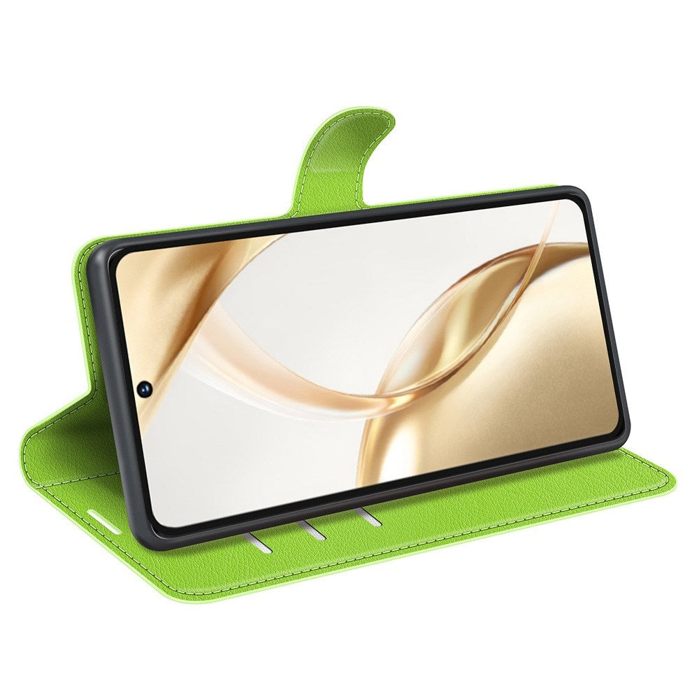 EIDERWOOD Honor 200 5G Deksel med Kortholder – Litchi Tekstur Kunstlær Flip-deksel - Grønn