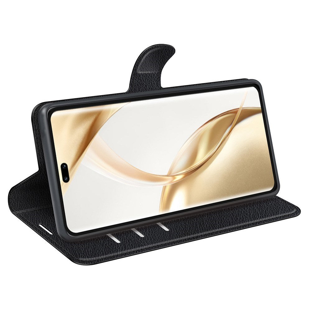 EIDERWOOD Honor 200 Pro (5G) Kunstskinn Flip Deksel m. Kortholder & Ståfunksjon - Svart