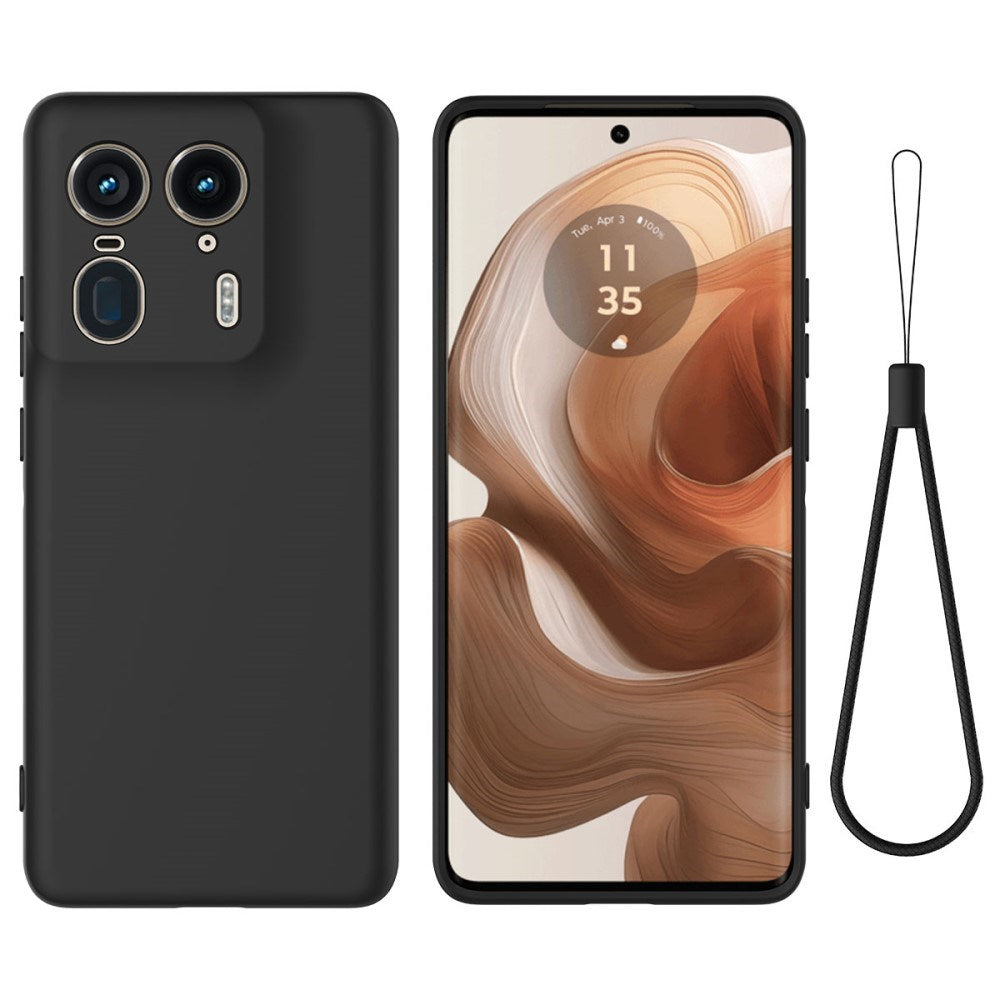 EIDERWOOD Motorola Edge 50 Ultra Liquid Silikon Deksel med Stropp - Svart