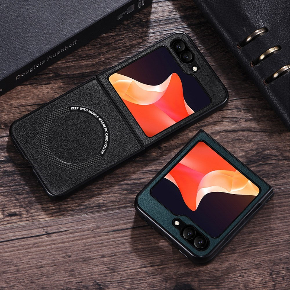 EIDERWOOD Samsung Galaxy Z Flip7 FE / Flip6 Skinnkledd Plast Deksel - MagSafe Kompatibel - Grønn