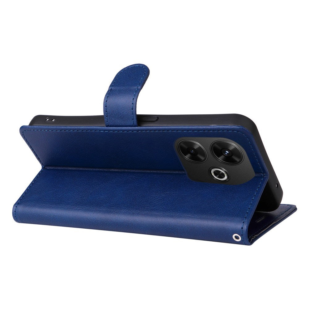 EIDERWOOD Xiaomi Redmi 13 Deksel i Kunstskinn med Lommebok og Stropp - Blå