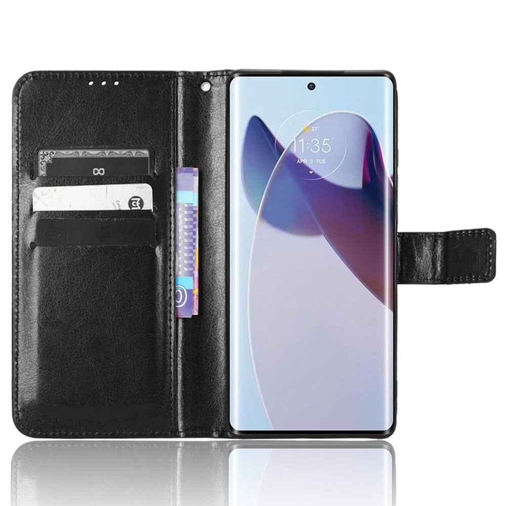 EIDERWOOD Motorola Edge 30 Ultra Kunstskinn Flip Deksel med Stativ & Lommebok - Svart