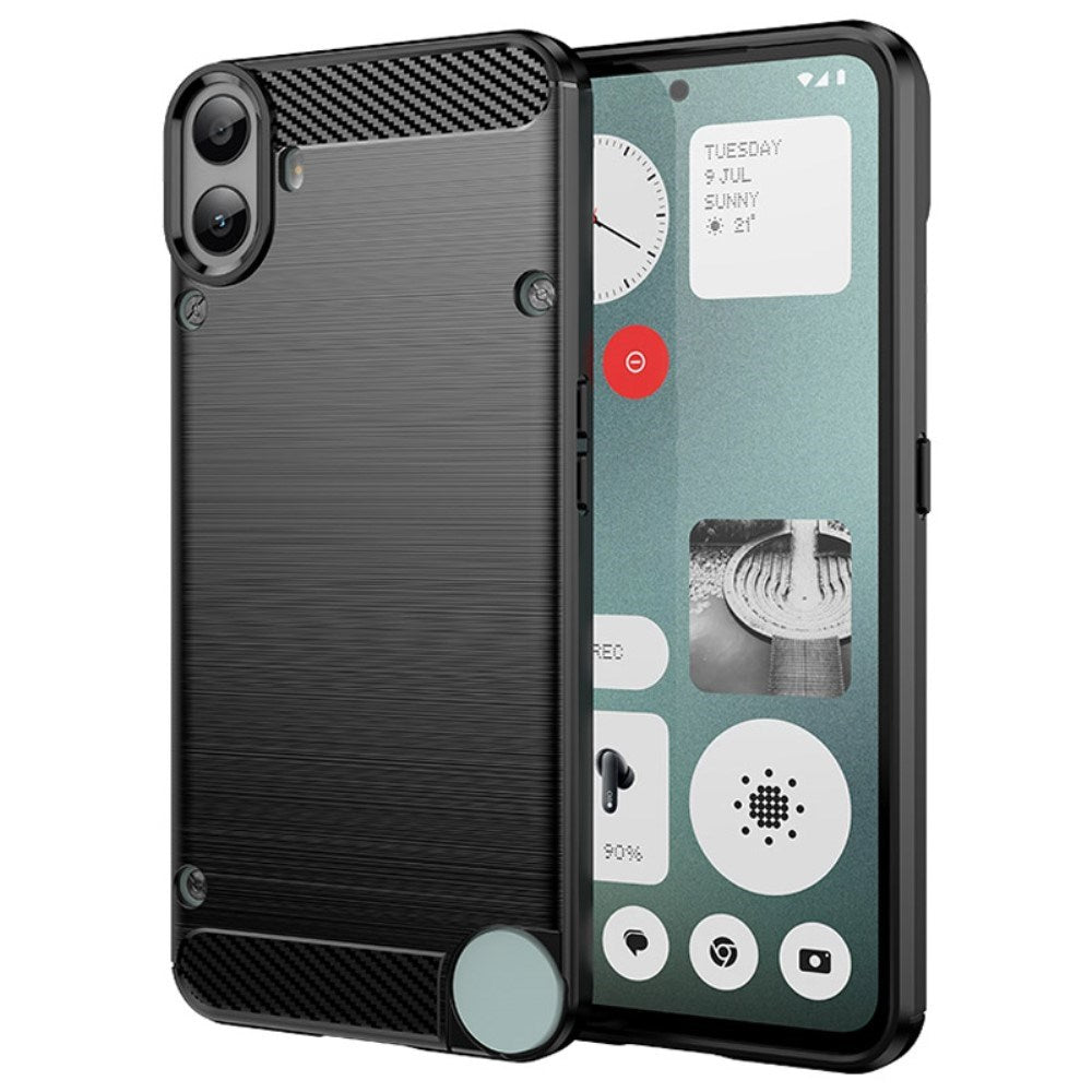 EIDERWOOD Nothing CMF Phone 1 Brushed Carbon Fiber Fleksibelt Plast Deksel - Svart