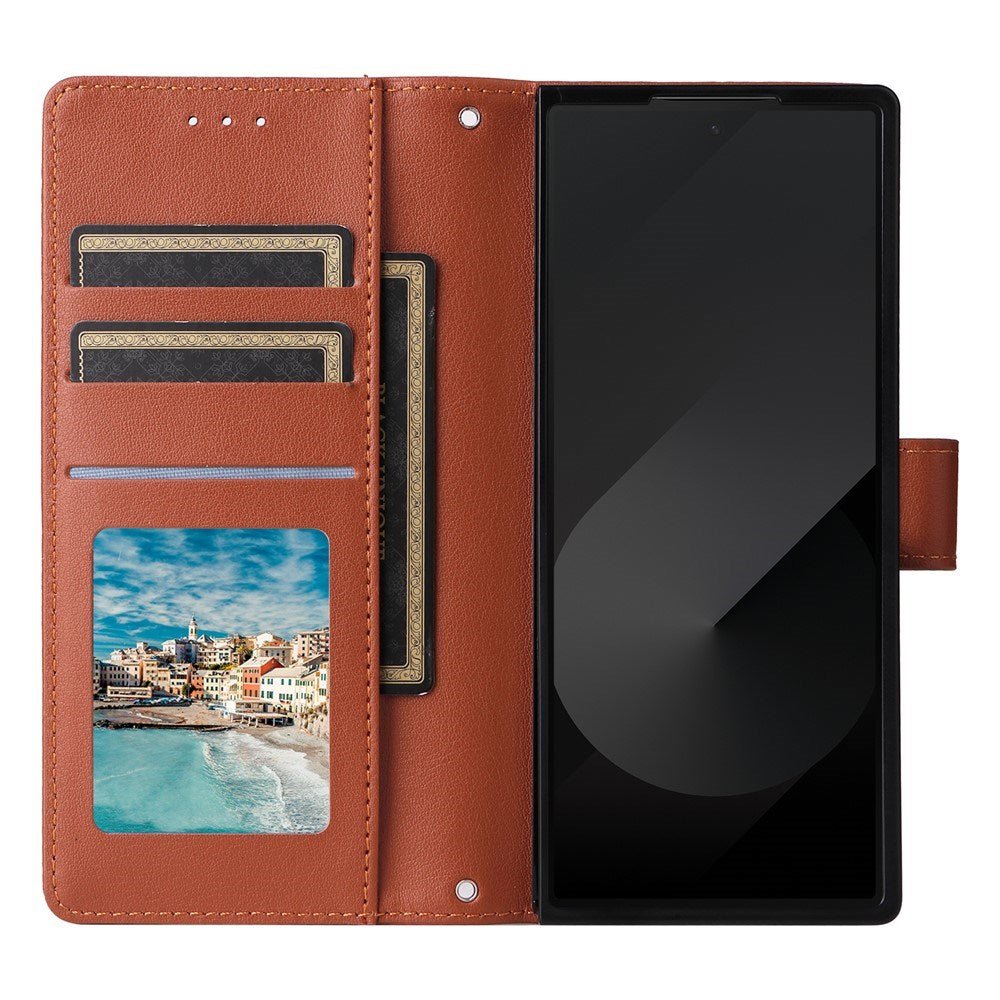 EIDERWOOD Samsung Galaxy Z Fold6 Kunstskinn Flip Deksel m. Kortholder & Stropp - Brun