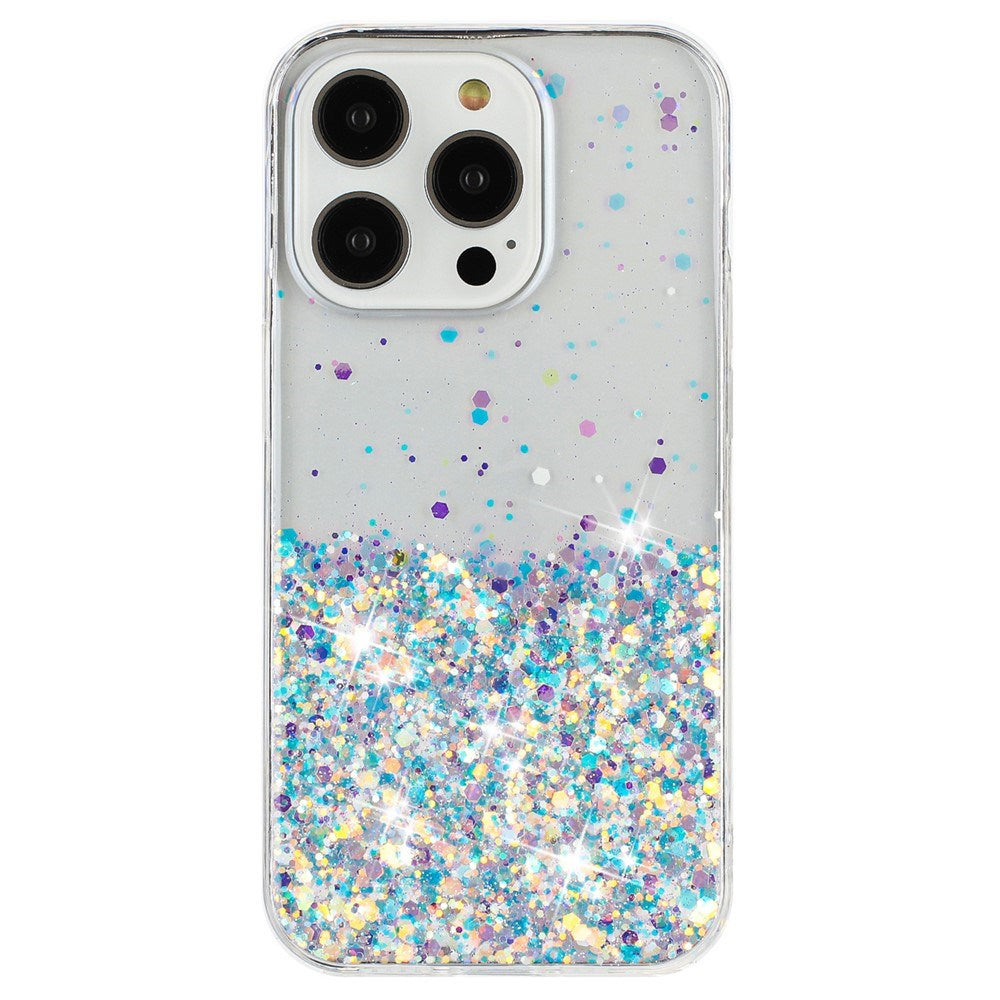 iPhone 16 Pro Max EIDERWOOD Fleksibelt Plast Glitter Deksel – Gjennomsiktig / Hvit
