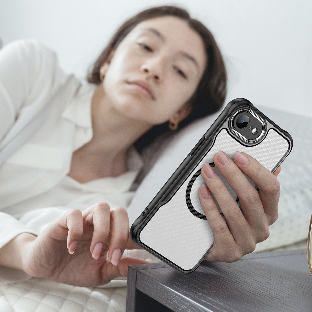 EIDERWOOD iPhone 16e Hybrid Carbon Deksel med Forsterkede hjørner - MagSafe Kompatibel - Svart