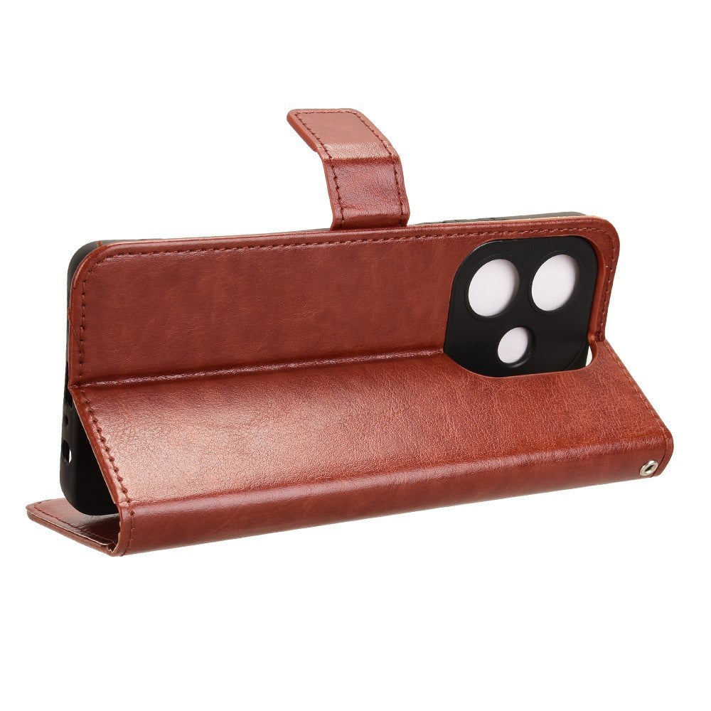 EIDERWOOD Oppo A60 / A40M / A40 Kunstskinn Flip Deksel med Strop - Brun