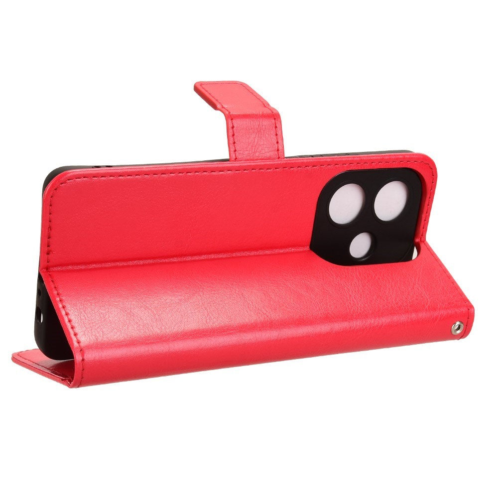 EIDERWOOD Oppo A60 / A40M / A40 Kunstskinn Flip Deksel med Strop - Rød