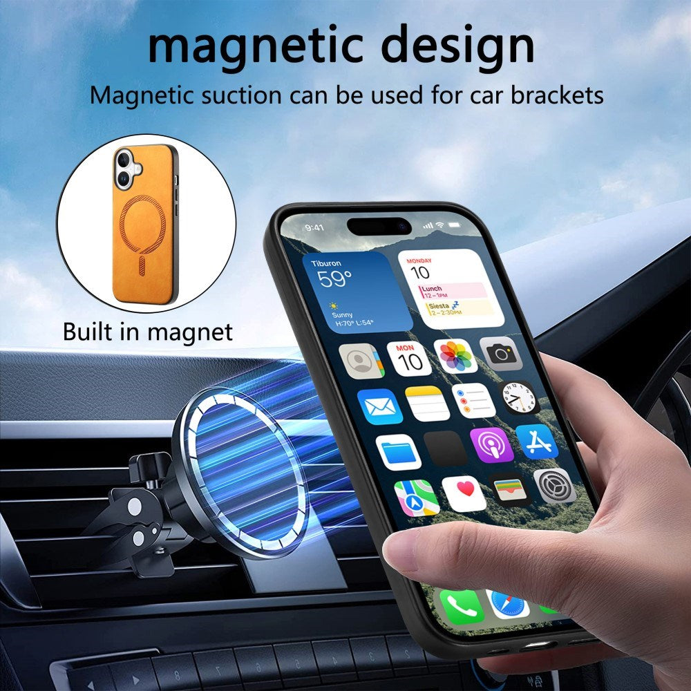 iPhone 16 Kunstskinn Deksel - MagSafe-Kompatibel - Rosa