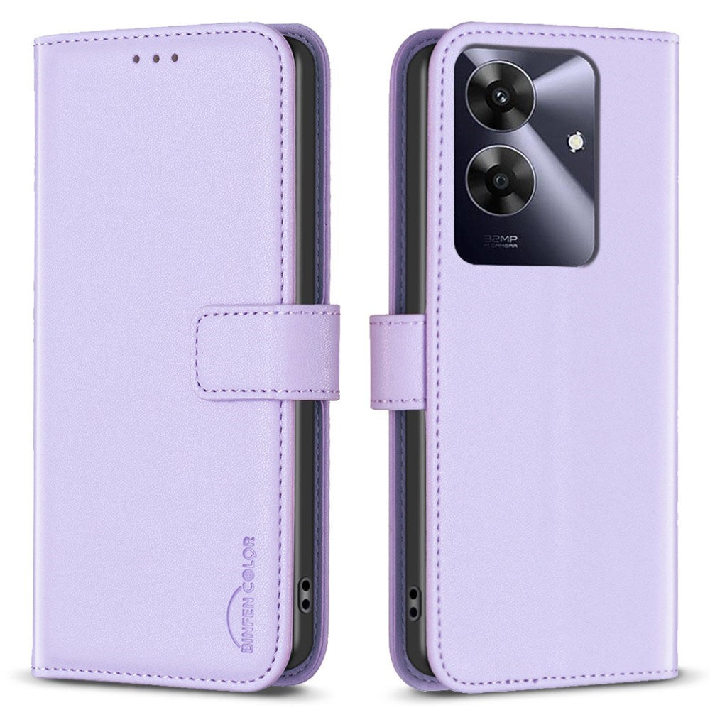 Realme Note 60 / 60x (4G) / C63 (4G) / C61 (4G) Kunstskinn Deksel med Stativfunksjon & Kortholder - Lavendel
