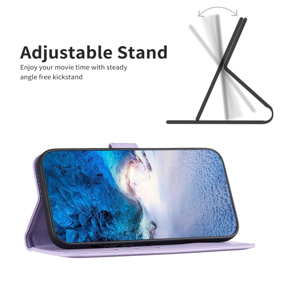 Realme Note 60 / 60x (4G) / C63 (4G) / C61 (4G) Kunstskinn Deksel med Stativfunksjon & Kortholder - Lavendel