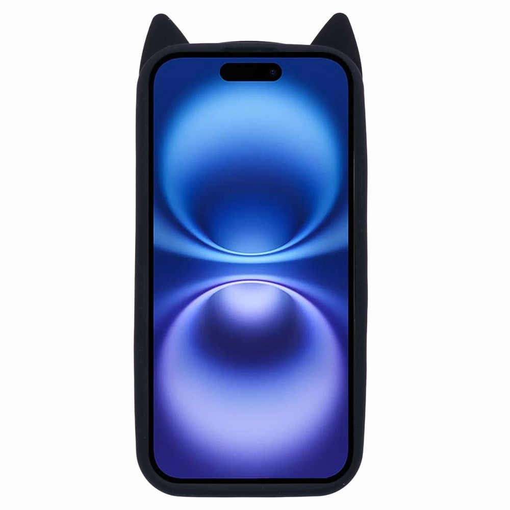 EIDERWOOD iPhone 16 Plus Silikon Deksel med Katteører - Svart