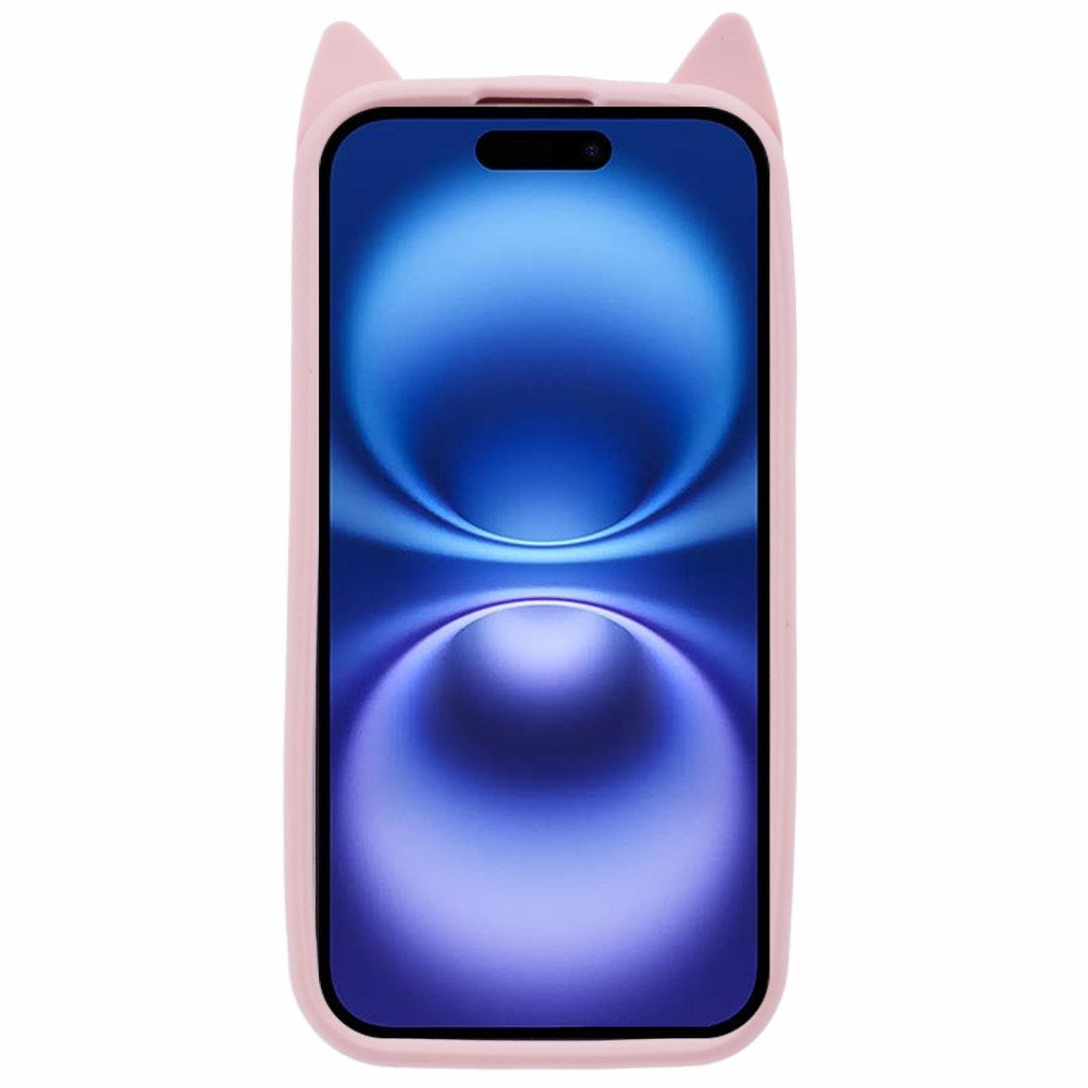 EIDERWOOD iPhone 16 Plus Silikon Deksel med Katteører - Rosa