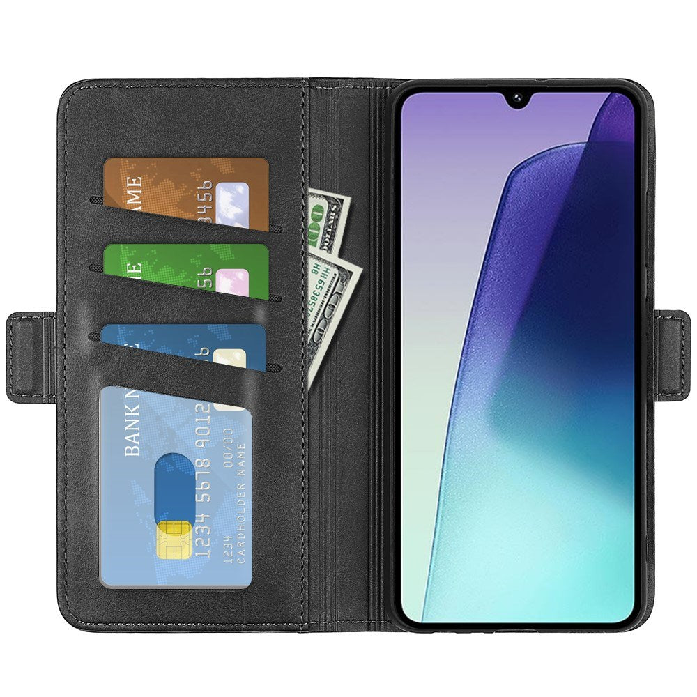 EIDERWOOD Xiaomi Redmi 14C / Poco C75 Kunstskinn Flip Deksel med Kortholder & Ståfunksjon - Svart