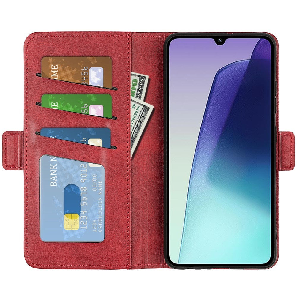 EIDERWOOD Xiaomi Redmi 14C / Poco C75 Kunstskinn Flip Deksel med Kortholder & Ståfunksjon - Rød