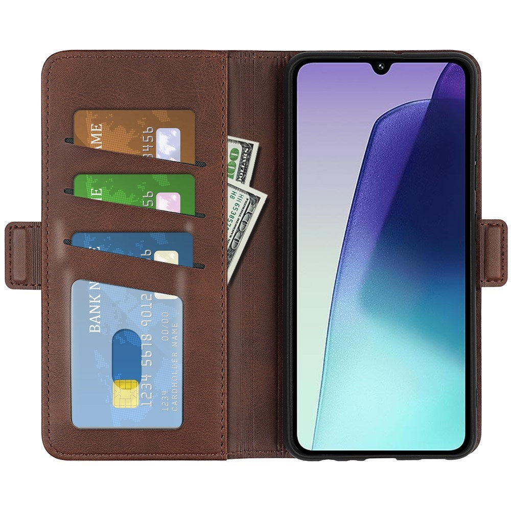 EIDERWOOD Xiaomi Redmi 14C / Poco C75 Kunstskinn Flip Deksel med Kortholder & Ståfunksjon - Brun