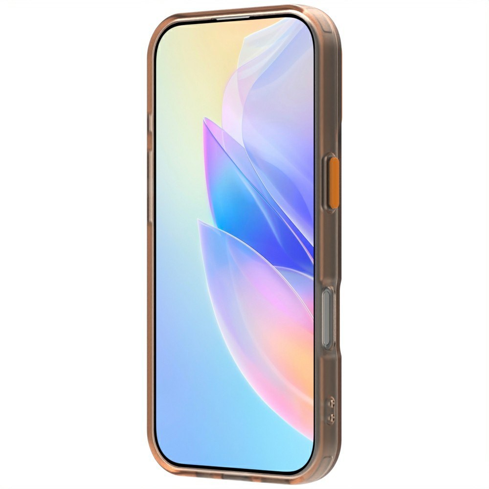 EIDERWOOD iPhone 16 Pro Hybrid Plast Deksel - MagSafe Kompatibel - Gjennomsiktig / Oransje