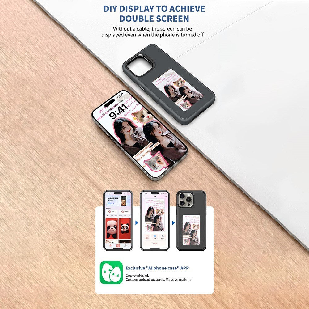 iPhone 16 Pro E-Ink Deksel – Byttbart design – Svart