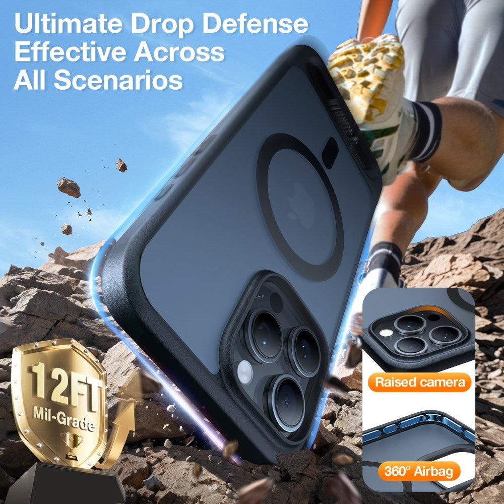 TORRAS iPhone 16 Pro Hybrid Deksel m. Ståfunksjon - MagSafe Kompatibel - Svart