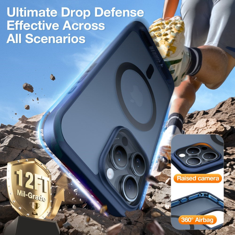 TORRAS iPhone 16 Pro Hybrid Deksel m. Ståfunksjon - MagSafe Kompatibel - Blå