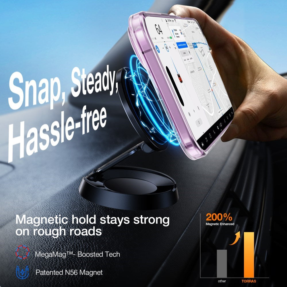 TORRAS iPhone 16 Hybrid Deksel m. Ståfunksjon - MagSafe Kompatibel - Gjennomsiktig