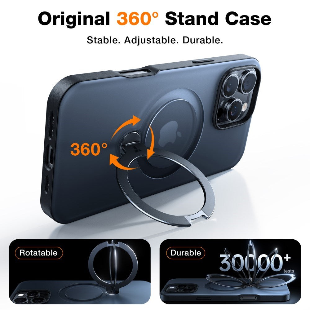 TORRAS iPhone 16 Pro Hybrid Plast Deksel m. Ståfunksjon - MagSafe Kompatibel - Svart