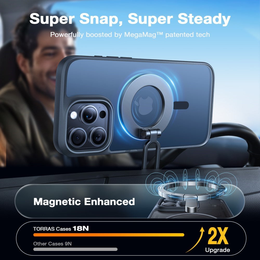 TORRAS iPhone 16 Pro Hybrid Deksel - MagSafe Kompatibel - Svart