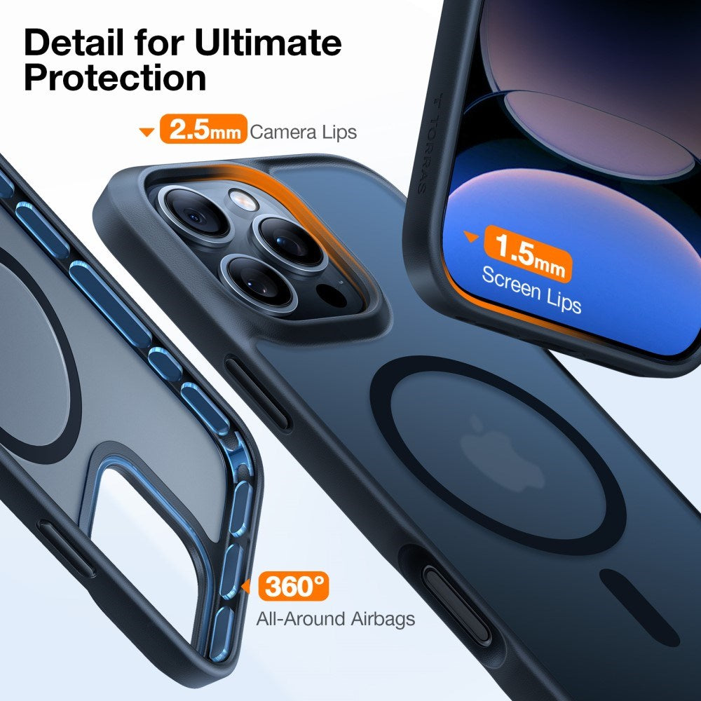 TORRAS iPhone 16 Pro Hybrid Deksel - MagSafe Kompatibel - Svart